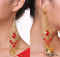 Special Belly dance costume performance earrings Female Indian dance accessories Show earrings Gem Ear clip Drop earrings