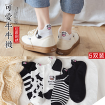 Socks womens short stockings cows socks spring and autumn cotton bottom Sports shallow sweat deodorant summer thin heel boat Socks