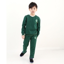 Spring Autumn Season Childrens Home Kindergarten Clothes Pure Cotton Ink Green School Uniform Autumn Winter Teacher Clothing Suit Spot Suit Spot