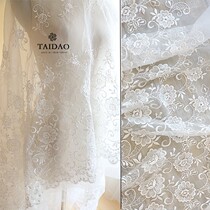 Taiwan new pastoral DIY organza bottom embroidery ivory white lace 122 womens clothing skirt accessories fabric