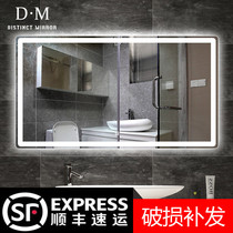 bathroom mirror with lamp wall hanging anti-fog toilet glow mirror wash hand smart mirror touch screen