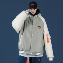 College style salt is large size womens baseball clothing leather cotton clothes ins tide loose Korean fat mm thick color color cotton clothes