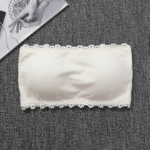 Strapless chest bandeau High school student girl bottoming non-slip underwear with chest pad anti-light inner bra thin