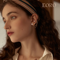 EORO sterling silver pearl ear clip earrings ear clip 2021 summer trendy female ear ornaments ear hanging ear bone clip