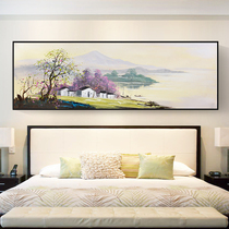 Hand-painted oil painting bedroom bedside painting new Chinese decorative painting landscape painting Chinese style living room background wall painting