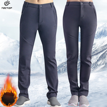 Clear cabin Explorings for autumn and winter outdoor plus suede thickened warm and soft shell pants for men and women windproof climbing pants breathable vanguard pants