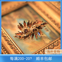 Lombardian vintage American Juliana brooch with caramel color cut glass temperament