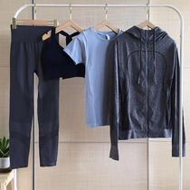 With its own sense of premium Morandi color system sports four-piece set seamless yoga running fitness dress woman