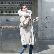 Cotton clothes womens long 2020 new Korean version loose big hair collar thickened quilted jacket ins port wind cotton coat jacket tide