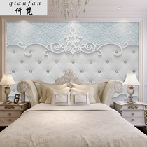 Bedside bedroom background wall wallpaper 3d mural room soft bag hard bag wall cloth decoration wedding room silk wallpaper