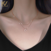  Double-layer necklace female 2021 new 925 sterling silver niche design high-end light luxury necklace ins clavicle chain