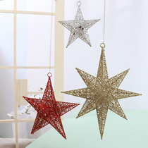 Linjie Christmas Wrought Iron Five-pointed Star Christmas decoration Office Christmas decoration Christmas hanging jewelry Wrought iron