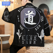 Summer Chinese style cardigan robe mens thin sunscreen clothes plus fat plus size loose tide fat windbreaker jacket