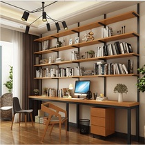 Nordic iron solid wood desk bookshelf partition shelf shelf combination long table creative writing desk computer desk