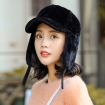 Lei Feng hat female autumn and winter Korean version of Joker leisure plush warm hat Japanese students cycling ear protection duck tongue hat tide tide