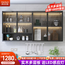 Light and luxurious solid wood Kitchen Hanging Cabinet Wall Cabinet Balcony Locker bedroom hanging wall Wall Closet Toilet Wall Disposal Cabinet