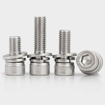 M4M5M6M8M10 304 stainless steel hexagon socket three combination screw Cup head belt flat spring pad combination Bolt