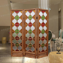 Manchuria window glass folding screen Begonia flower glass window door retro embossed stained glass manufacturers custom screen