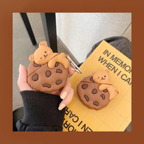 Cute three-dimensional cartoon biscuit bear Airpods1 2 protective sleeve suitable for Apple bluetooth earphone shell womens tide
