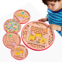 Multi-function chess Sudoku game Chess Childrens puzzle force nine squares crossword Wooden board game Five-in-one chess toy