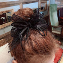 Korean version of East Gate head rope female elegant personality Bud bow Hairband high elastic thick rubber band red bead headdress