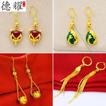 Personality European coin gold earrings gilded earrings for a long time do not fade simulation yellow gold Vietnamese short earrings women