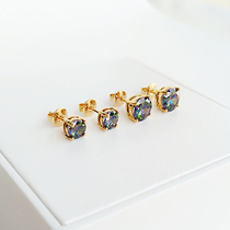 Imported Austrian crystal zirconium stud earrings square androgynous student s925 sterling silver simple Japanese and Korean gifts