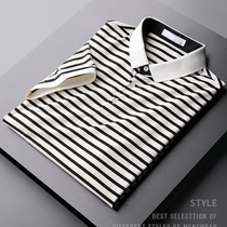 Striped T-shirt Mens Short Sleeve 2021 New Trend Lapel Cotton Paul Polo Shirt Mens Tide Brand Slim Mens