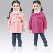 Corduroy female baby blouse thick strip 1-2-3-4 years old eating clothes spring autumn winter new protective clothing childrens reverse clothing