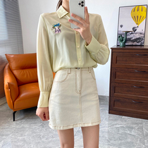 2000 national goods on the cabinet spring and summer new versatile hip skirt elastic denim skirt short skirt skirt