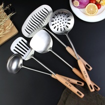 New 304 stainless steel kitchenware cooking set Rosewood frying shovel hot pot spoon soup spoon Hotel household wooden handle kitchen