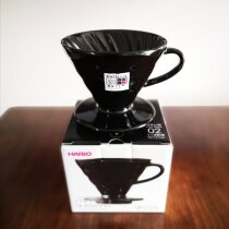 HARIO Kasuya Tetsuya Cooperative coffee Drip Filter cup V60 Arita-yaki Ceramic Drip Coffee cup 02 Black