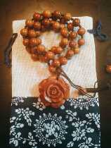 Natural Si Bin Bianstone Surabaya rich red Bianstone rose pendant necklace