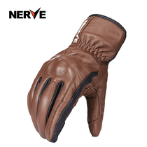 NERVE motorcycle riding a glove of calfskin men and women four-season general locomotive racing retro Harley anti-wrestling winter