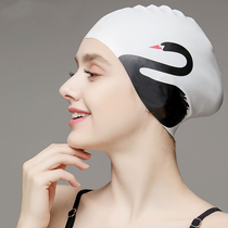 ins net red silicone swimming cap waterproof ear protection plus long hair does not pull the head professional and comfortable adult hot spring swimming cap