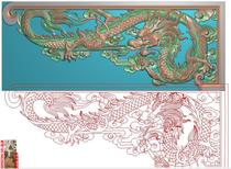 Dragon horn flower with scale single dragon play Pearl Cloud Dragon hanging drop carving figure jdp relief map gray scale wood carving picture computer carving