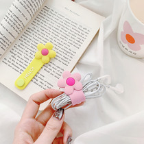 Flower winder Apple data line finishing storage buckle protective cover Mobile phone charger holder Headphone line protection cord iPhone11 special winding line protection head anti-break silicone