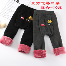  Winter mens and womens leggings slim-fit warm padded pants plus velvet thickened infant belly protection big PP baby butt