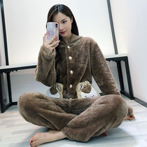 Pajamas womens winter thickened coral velvet plus fat plus size 200 pounds fat mm flannel loose home clothes autumn and winter models