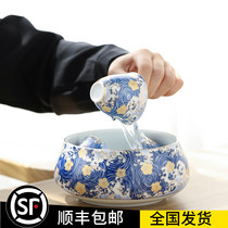 Ink guard tea wash large pen wash water bowl ceramic kung fu tea set accessories tea ceremony zero with household tea tray