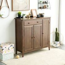 Umwood furniture Oak three-door shoe cabinet full solid wood shoe cabinet porch cabinet multi-layer shoe rack Hall Cabinet American living room furniture