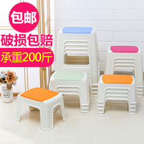  Plastic small stool Household thickened strong living room Shuo material square stool Childrens stool Nordic cooked rubber bench high stool low stool