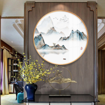 New Chinese landscape circular decorative painting landscape creative living room hanging painting Crystal porcelain painting Chinese style porch restaurant mural