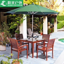 Sunshine outdoor leisure solid wood table and chair five-piece set South American imported fragrant stone fruit wood garden dining table and chair combination