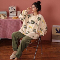 Sleepwear Women Winter Plus Suede Thickened Coral Suede Winter New Students Cute Flannel Ladys Home Suit Suit