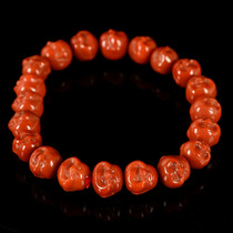 28 73 grams full color full of meat persimmon red precision three-dimensional carving South red agate Buddha head string