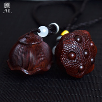 Indian small leaf red sandalwood Lotus handle pendants mahogany lotus seed pendant car hanging Liansheng noble wood products gift