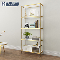  Simple golden shelf Wrought iron living room bookshelf Simple office bookcase floor-to-ceiling cosmetics storage display rack