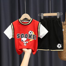 Snoopy Snoopy boys ball suit 2021 new childrens sports set short sleeve shorts baby two-piece set