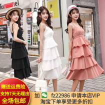 Mid-length cake dress womens 2019 summer sexy suspenders lazy wind sweet temperament super fairy student girl dress